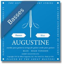 Augustine Blue High Tension Classical Guitar Strings, Bass Set