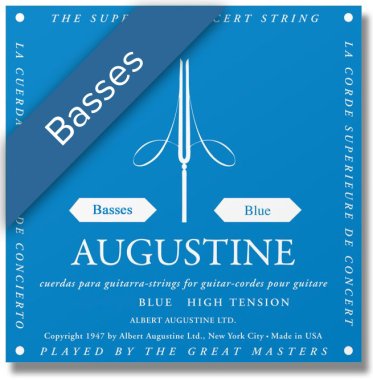 Augustine Blue High Tension Classical Guitar Strings, Bass Set