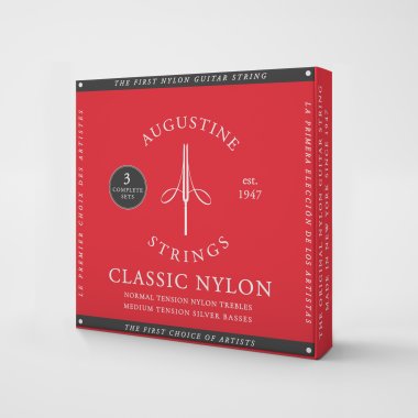 Augustine Classic NT Red MT Classical Guitar Strings 3-Pack