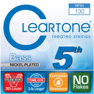 Cleartone Nickel-Plated Steel 5th (B) String .130, Single String