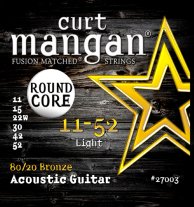 Curt Mangan 27003 Round Core 80/20 Bronze Acoustic Guitar, Light 11-52