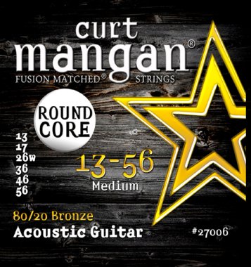 Curt Mangan 27006 Round Core 80/20 Bronze Acoustic Guitar, Medium 13-56