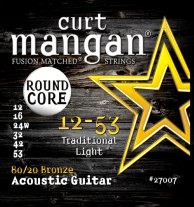 Curt Mangan 27007 Round Core 80/20 Bronze Acoustic Guitar, Trad. Light 12-53