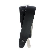 D'Addario 2.5 inch Deluxe Leather Guitar Strap Plain Black 25L00-DX