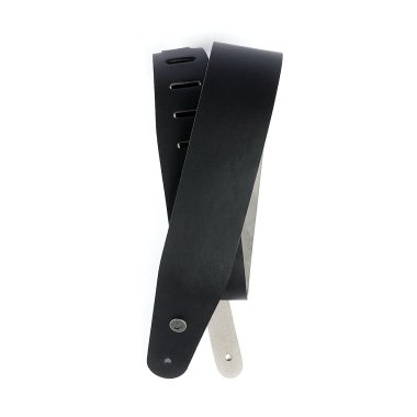 D'Addario 2.5 inch Deluxe Leather Guitar Strap Plain Black 25L00-DX