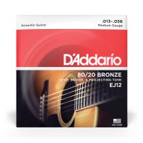 D'Addario 80/20 Bronze Acoustic Guitar Strings EJ12 Medium 13-56
