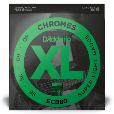D'Addario Chromes ECB80 Flatwound, Super Light Gauge (40-95), Full Set