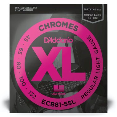 D'Addario Chromes ECB81-5SL Flatwound 5 String, Regular Light (45-132)