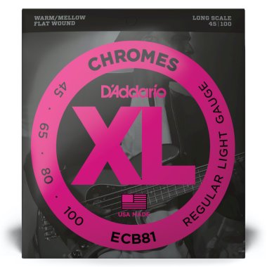 D'Addario Chromes ECB81 Flatwound, Regular Light (45 - 100), Full Set
