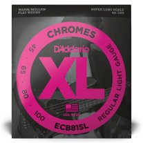 D'Addario Chromes ECB81SL Flatwound Regular Light (45 - 100), Full Set