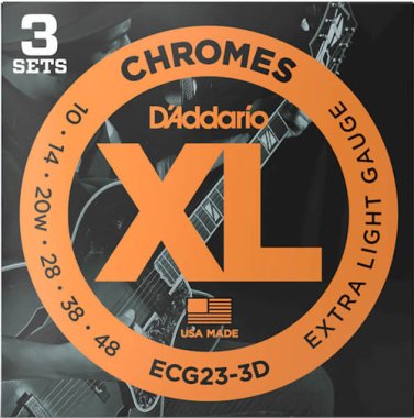 D'Addario ECG23-3D Flatwound Chromes Extra Light 10-48, 3 sets