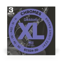 D'Addario ECG24-3D Flatwound Chromes Electric Jazz Light 11-50, 3 Pack