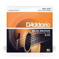D'Addario EJ10 80/20 Bronze Acoustic Guitar Strings Extra-Light 10-47