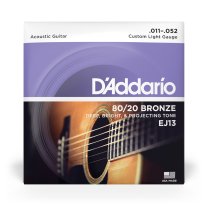 D'Addario EJ13 80/20 Bronze Acoustic Guitar Strings Custom Light 11-52