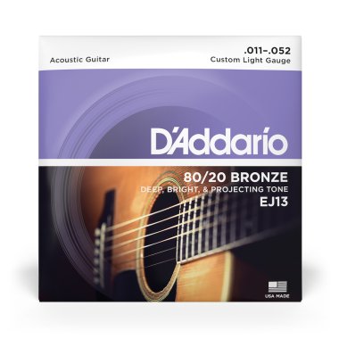 D'Addario EJ13 80/20 Bronze Acoustic Guitar Strings Custom Light 11-52