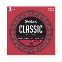 D'Addario EJ27N-3D Classic Nylon NT Classical Guitar Strings, 3 sets