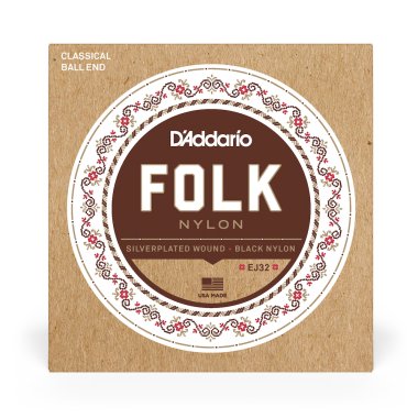 D'Addario EJ32 Folk Black Nylon Strings Trebles and SP Basses Full Set