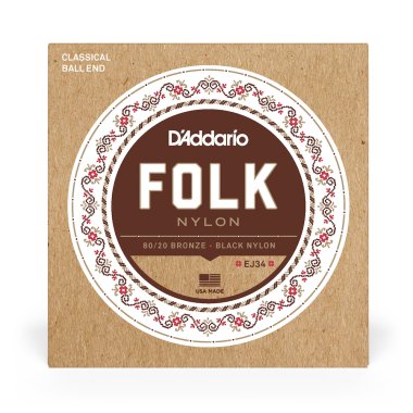 D'Addario EJ34 Folk Nylon Classical Guitar Strings, Full Set