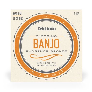D'Addario EJ55 5-String Banjo, Phosphor Bronze, Medium, 10-23