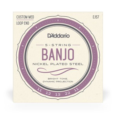 D'Addario EJ57 5-String Banjo, Nickel, Custom Medium, 11-22