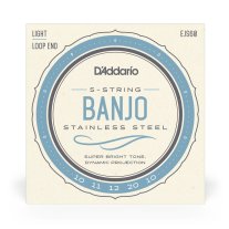 D'Addario EJS60 5-String Banjo, Stainless Steel, Light, 10-20