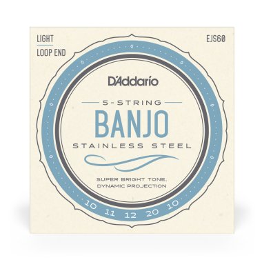 D'Addario EJS60 5-String Banjo, Stainless Steel, Light, 10-20
