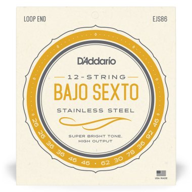 D'Addario EJS86 Stainless Steel Bajo Sexto Strings, Full Set