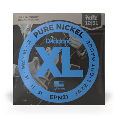 D'Addario EPN21 Pure Nickel Electric Blues/Jazz Rock Wound 3rd 12-51