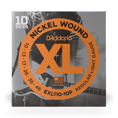 D'Addario EXL110-10P XL Nickel Electric Guitar Strings 10-46, 10 Sets