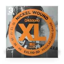 D'Addario EXL110-3D XL Nickel Electric Guitar Strings 10-46, 3 Sets