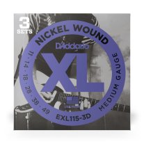 D'Addario EXL115-3D XL Nickel Electric Guitar Strings 3 Sets 11-49