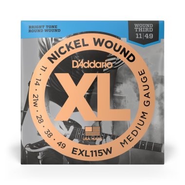 D'Addario EXL115W XL Nickel Wound 3rd Electric Guitar Strings 11-49