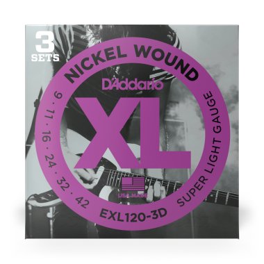 D'Addario EXL120-3D XL Nickel Wound Electric Guitar 9-42, 3 Sets