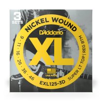 D'Addario EXL125-3D XL Electric Guitar SL Top/Reg Bottom 9-46, 3 Sets