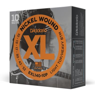 D'Addario EXL140-10P Lt Top/Hvy Bottom Electric Strings 10-52, 10-PACK