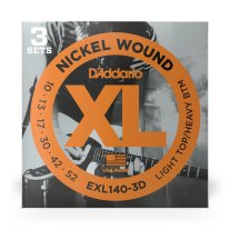 D'Addario EXL140-3D Lt Top/Hvy Bottom Electric Strings 10-52, 3-PACK