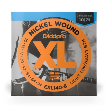 D'Addario EXL140-8 XL Nickel Wound Electric Guitar Light/Heavy 10-74