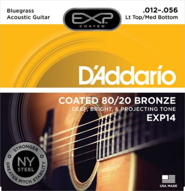 D'Addario EXP Coated 80/20 Bronze Acoustic Guitar EXP14 Lgt/Med 12-56