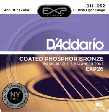 D'Addario EXP Coated Phosphor Bronze Acoustic EXP26 Custom-Light 11-52