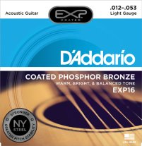 D'Addario EXP Coated Phosphor Bronze Acoustic Guitar EXP16 Light 12-53
