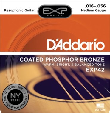 D'Addario EXP Coated Phosphor Bronze EXP42 Resophonic Guitar 16-56