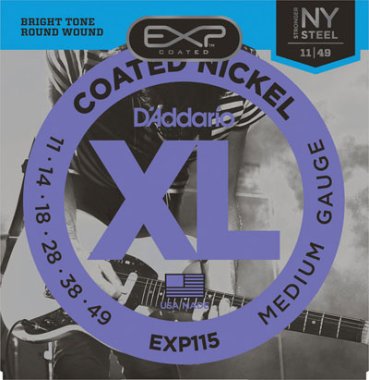 D'Addario EXP115 Coated Electric Guitar Strings Blues/Jazz/Rock 11-49