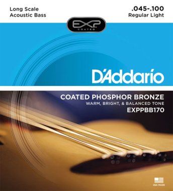 D'Addario EXPPBB170 Coated Phos Bronze Acoustic Bass Strings 45-100