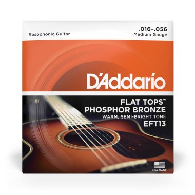 D'Addario Flat Tops Acoustic Guitar Strings EFT13 Resophonic Med 16-56