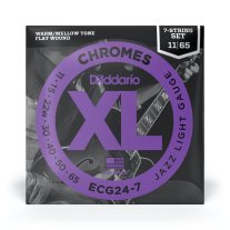D'Addario Flatwound Electric ECG24-7 Chromes Jazz Lgt 7-String 11-65