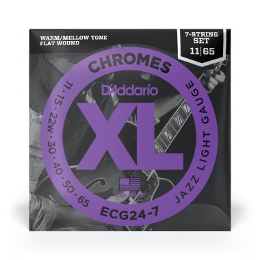 D'Addario Flatwound Electric ECG24-7 Chromes Jazz Lgt 7-String 11-65