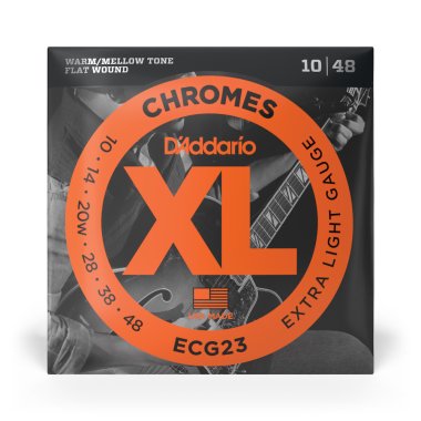 D'Addario Flatwound Electric Guitar ECG23 Chromes Extra Light 10-48