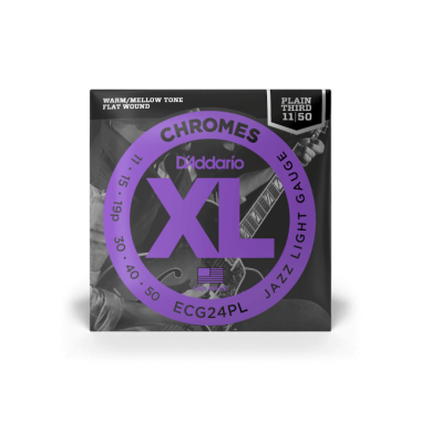 D'Addario Flatwound Electric Guitar ECG24PL Chromes Jazz Light 11-50