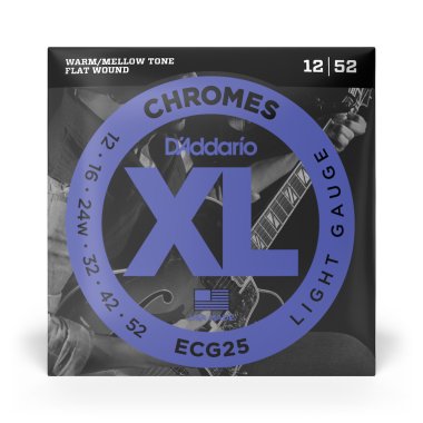 D'Addario Flatwound Electric Guitar Strings ECG25 Chromes Light 12-52