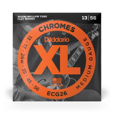 D'Addario Flatwound Electric Guitar Strings ECG26 Chromes Med 13-56